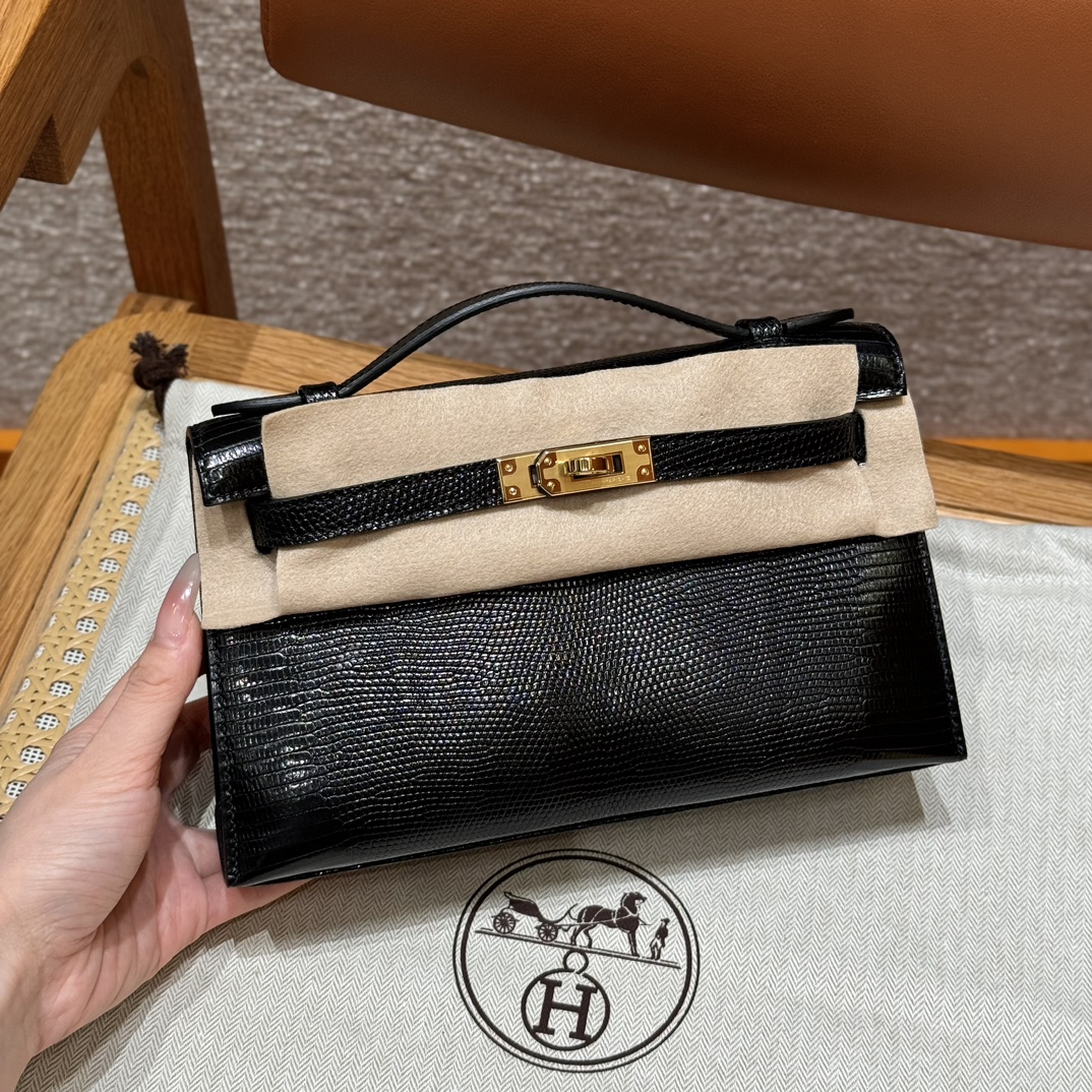 Hermes kelly pochette ck89Black (handmade to order)