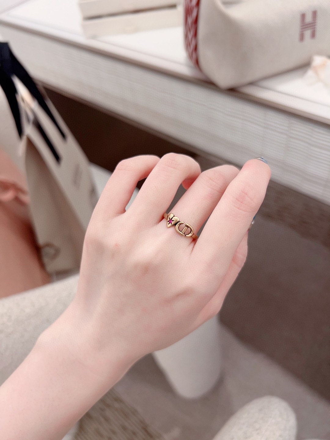 Dior retro love cd bead ring