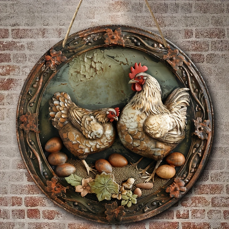 ON SALE🔥Vintage Chicken & Fresh Eggs Metal Sign - Rustic Wall Decor