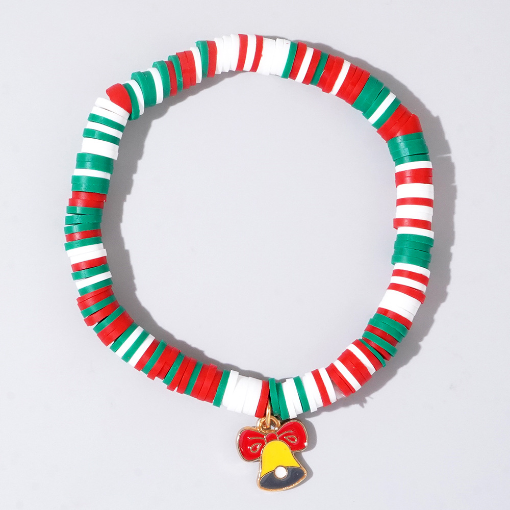 Christmas hand colored polymer clay beaded bracelet set gift
