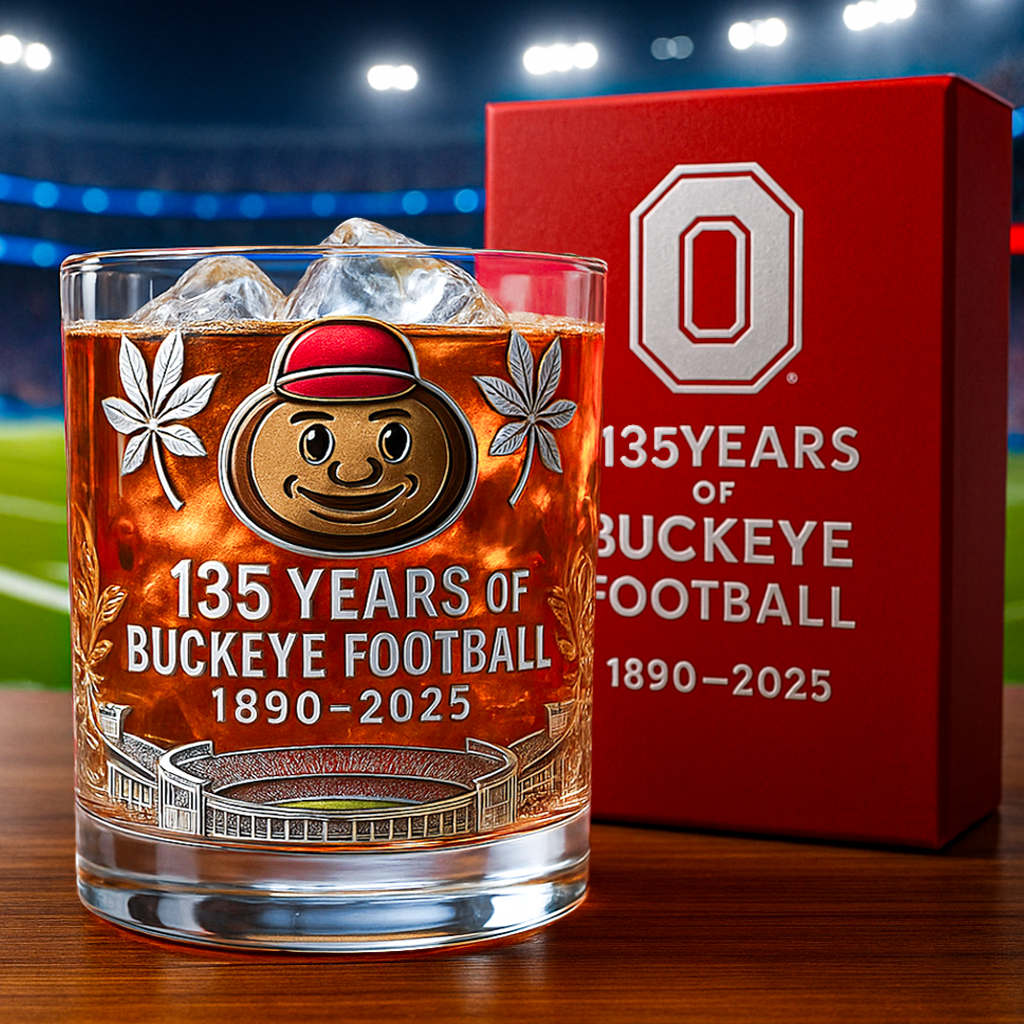 Ohio State Buckeyes 135th Anniversary Whiskey Glass