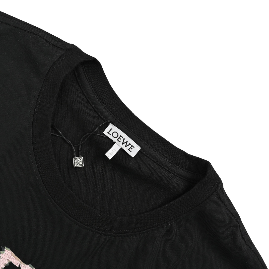 Loewe 24ss half hand-painted embroidered short sleeves