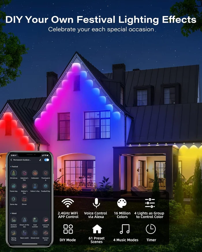 🎄Christmas Sale 70% OFF -- Wi-Fi Bluetooth Smart Permanent Led for outdoor