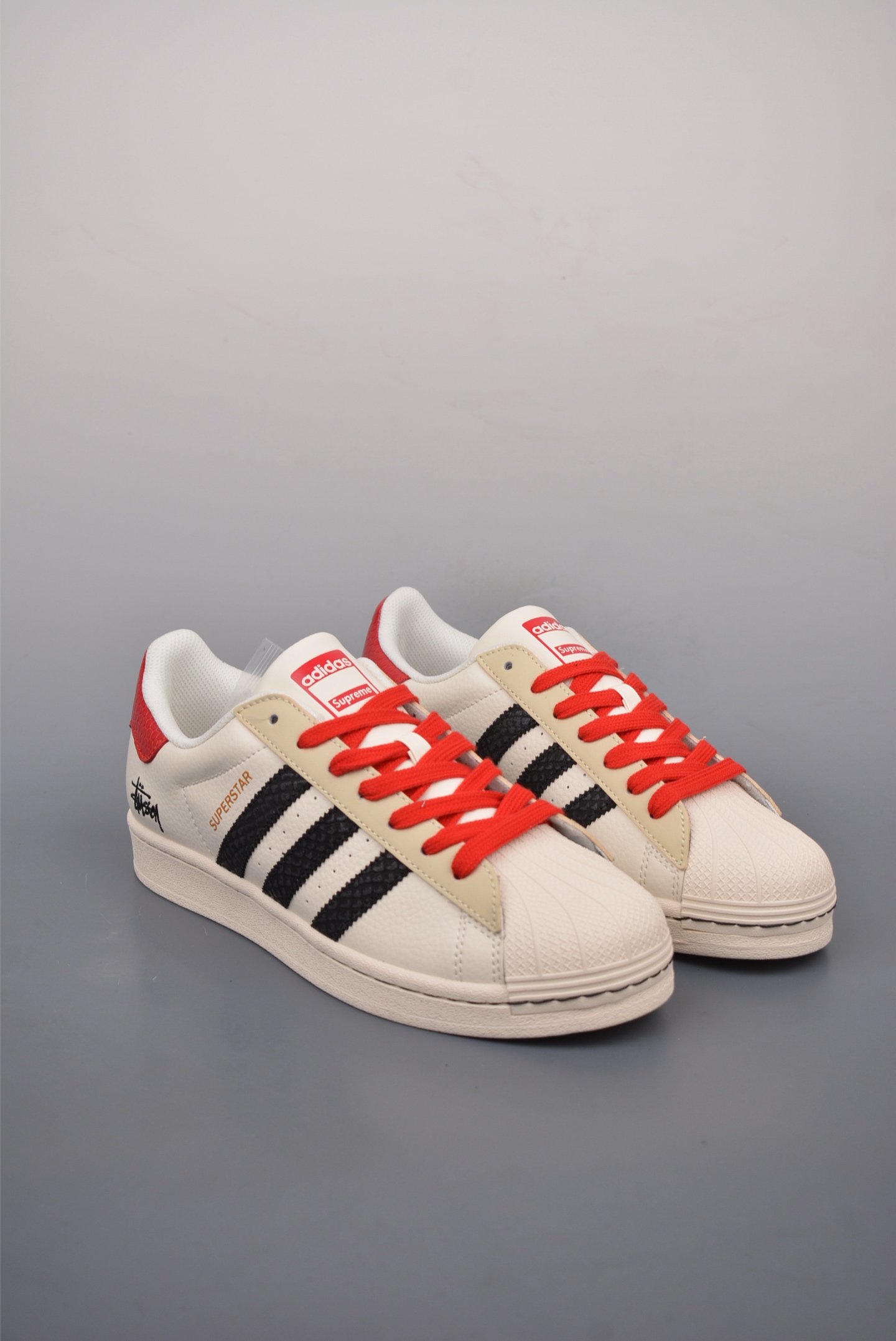 Stussy x Adidas Originals Superstar Leather White Black Red BZ2522