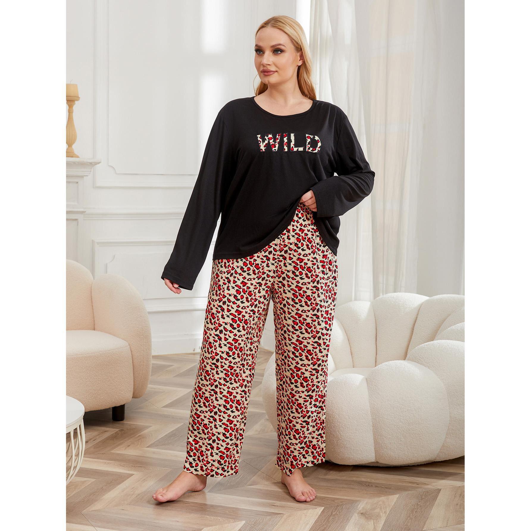 Plus Size Pajamas Women Plump Girls Autumn Winter Long Sleeved Home Wear