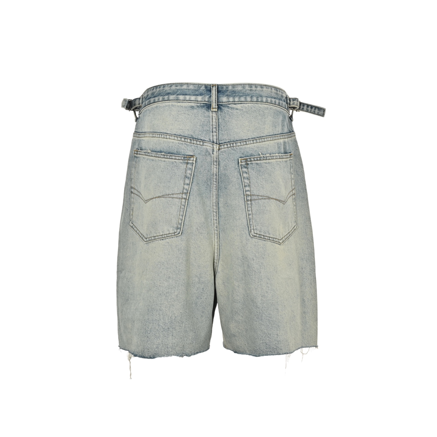 Balenciaga 24ss distressed fringe hem denim shorts