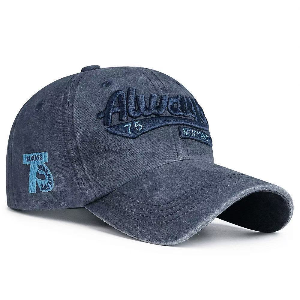 Men's 3D embroidered letter baseball cap、made of washed denim fabric、versatile and stylish、 suitable for both men and women.