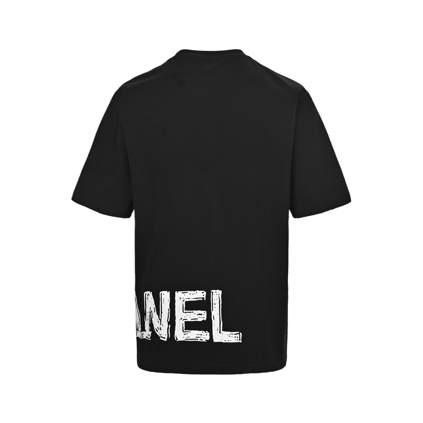 Chanel Neckline Embroidered Hem Letter Printed Short Sleeves