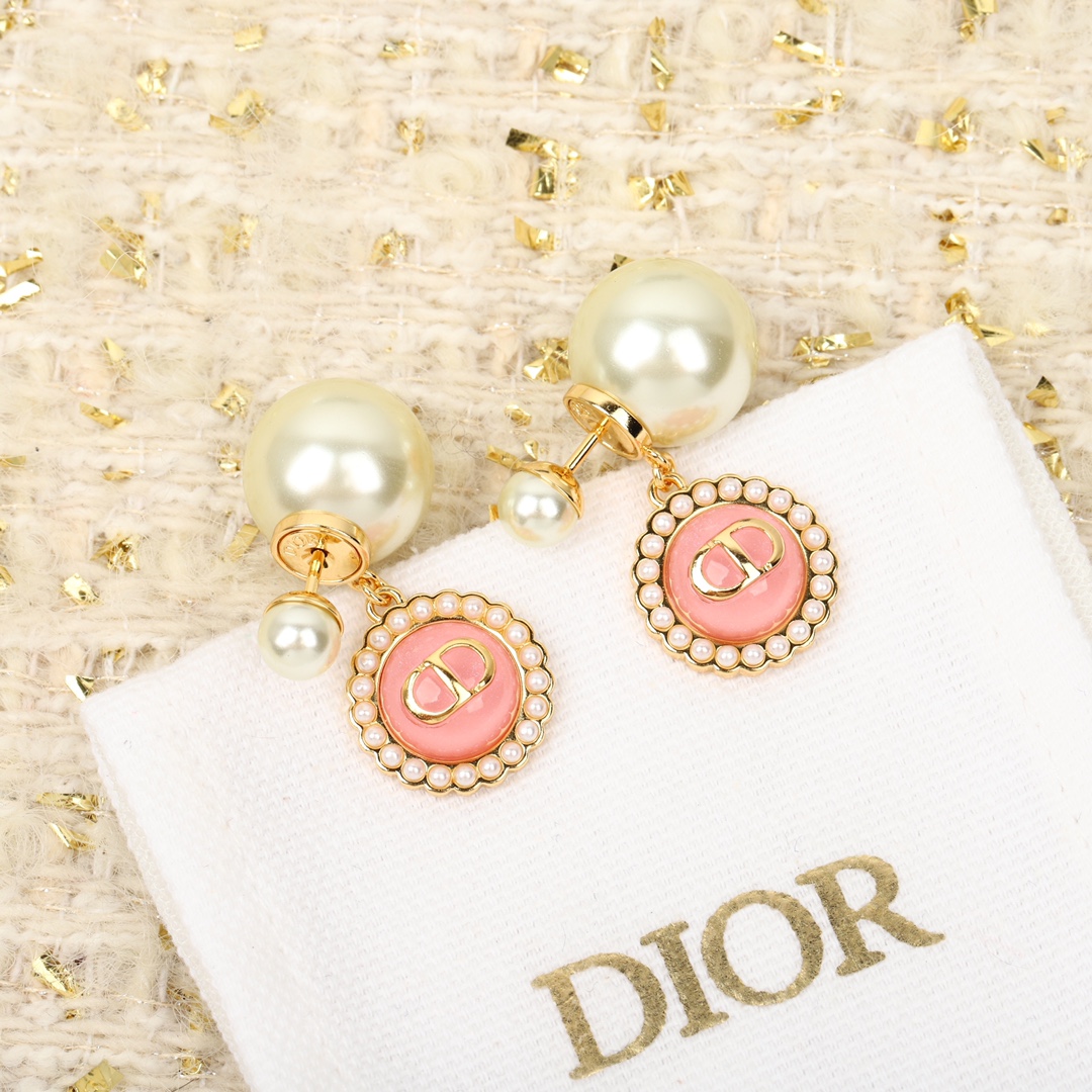 Dior Pink Sapphire Pearl Earrings