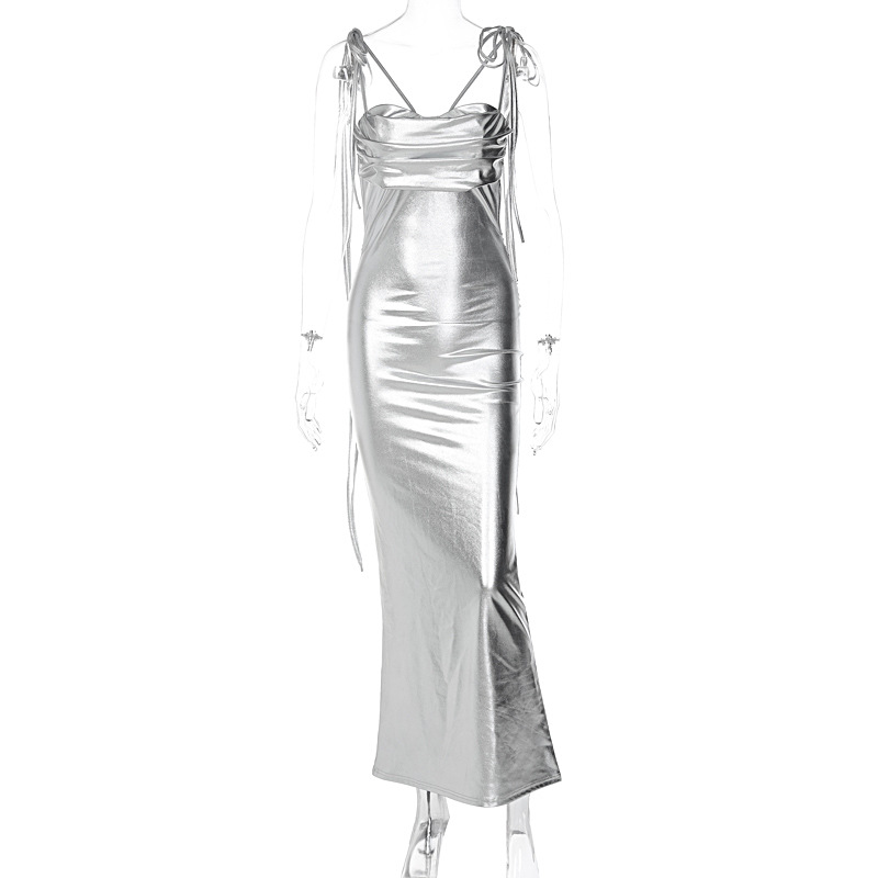 Sexy halter dress draped temperament dress