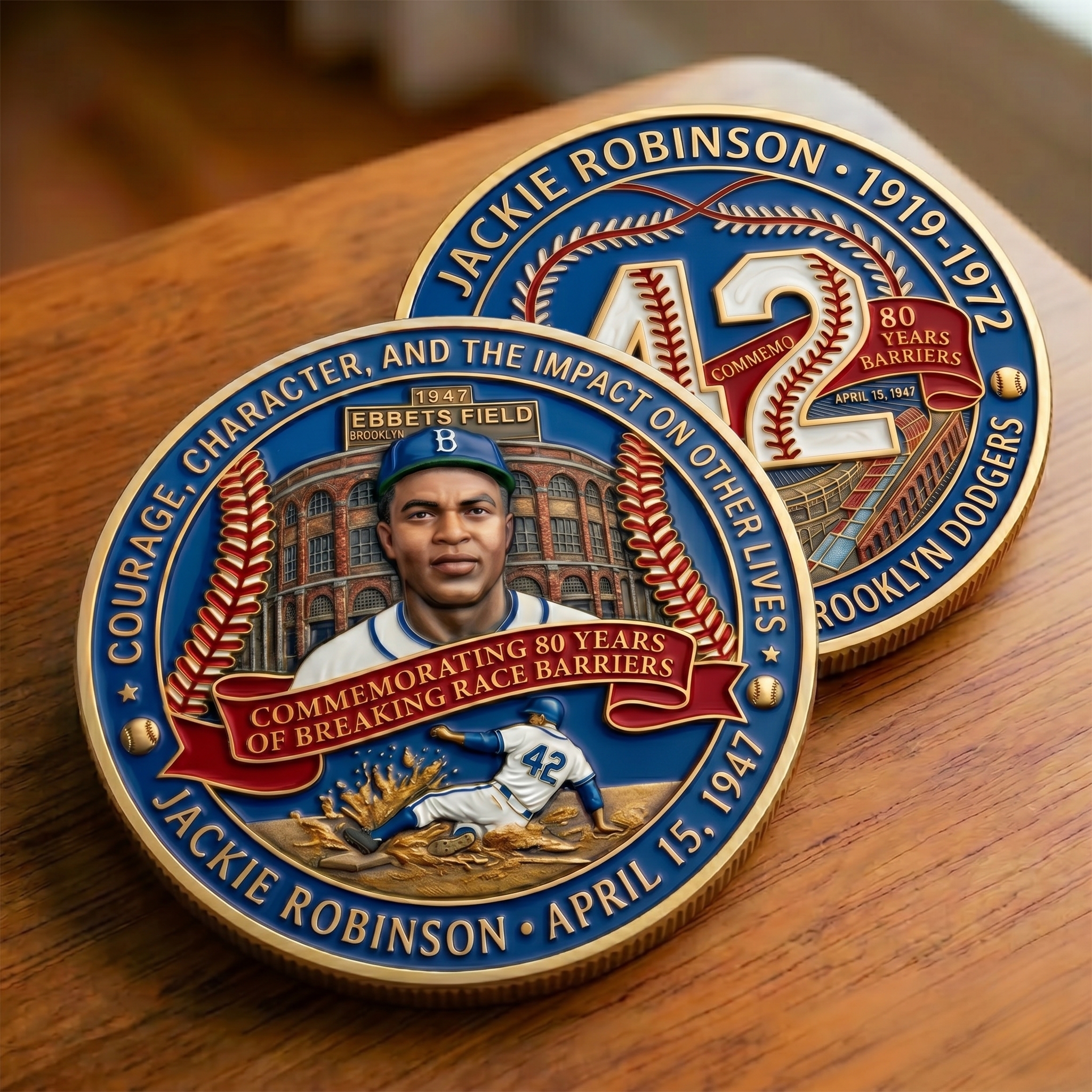 🥎 Jackie Robinson 80th: Barrier Breaker Legacy Coin – Courage & Character ✊