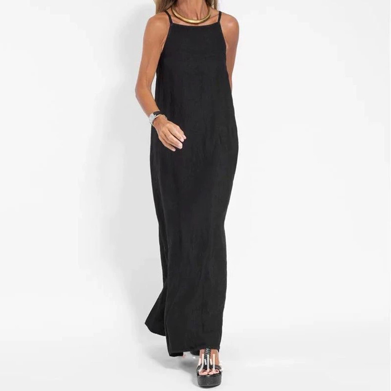 Casual Linen Blend Split Cami Maxi Dress