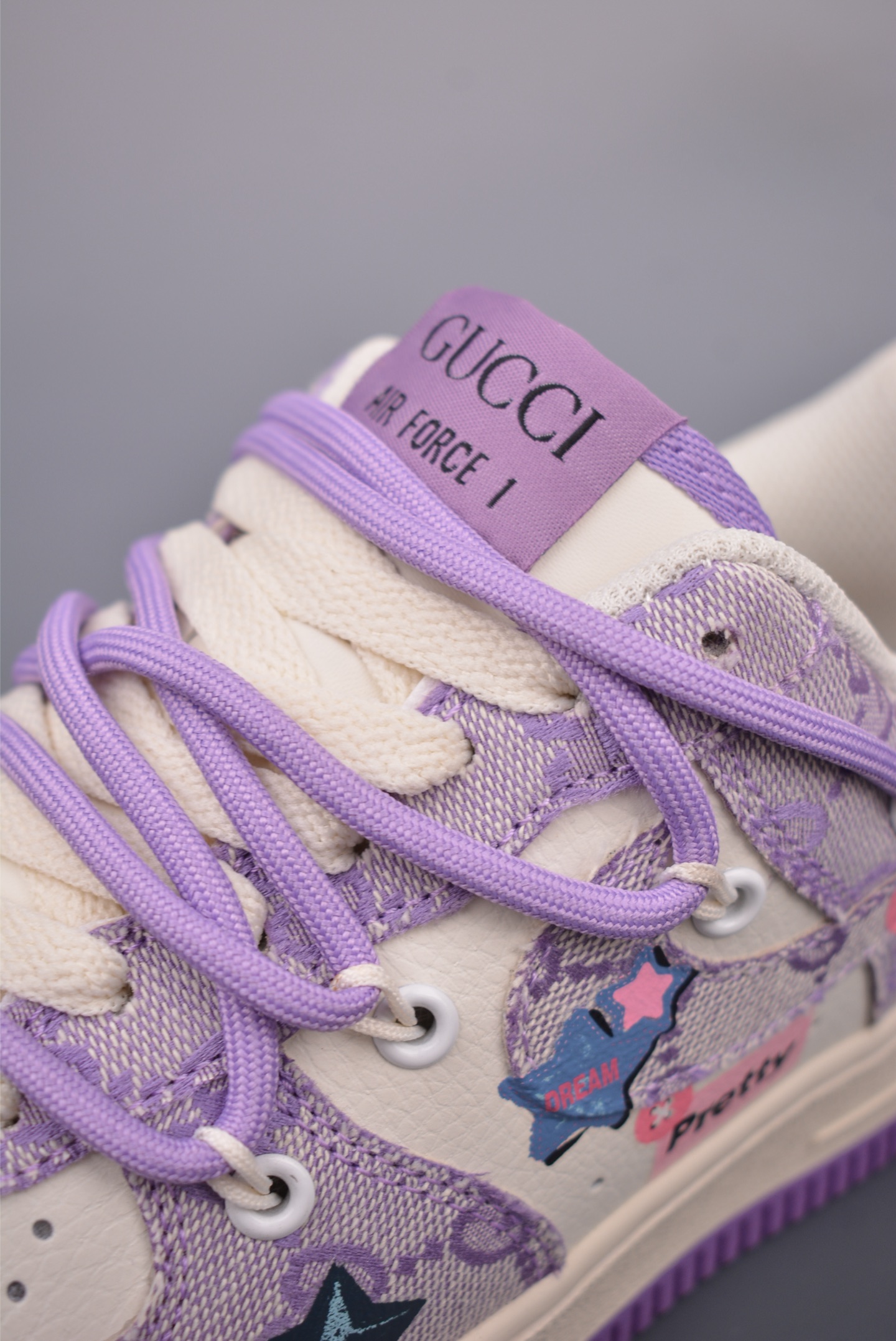 Gucci x Nike Air Force 1 Low Esquisite Gucci purple and pink GG graffiti tie BD7700-220