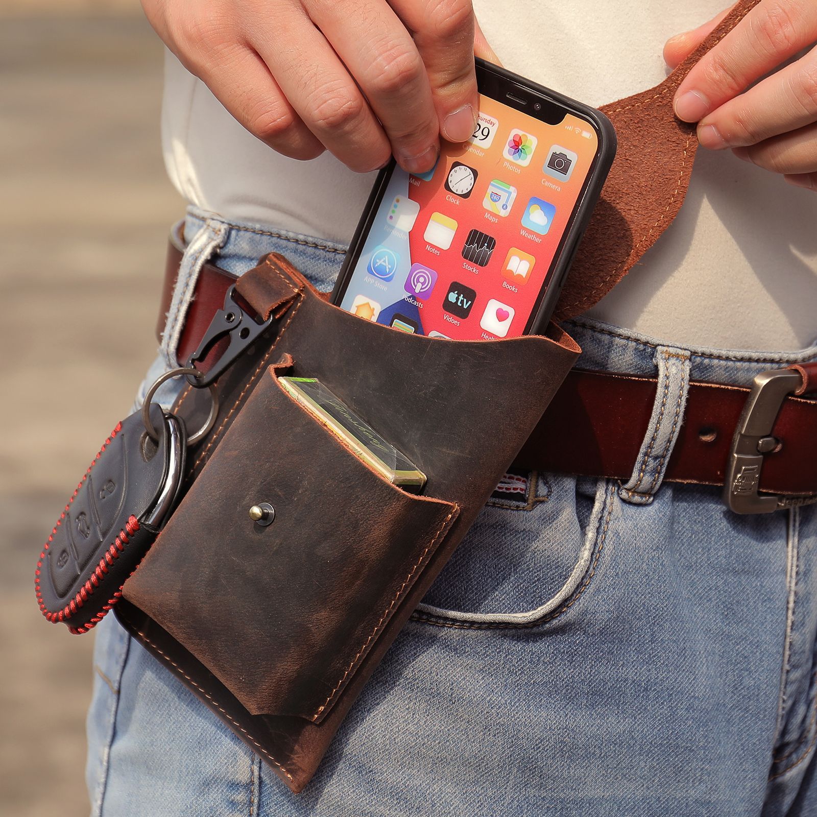 Retro Belt Waist Men's Bag