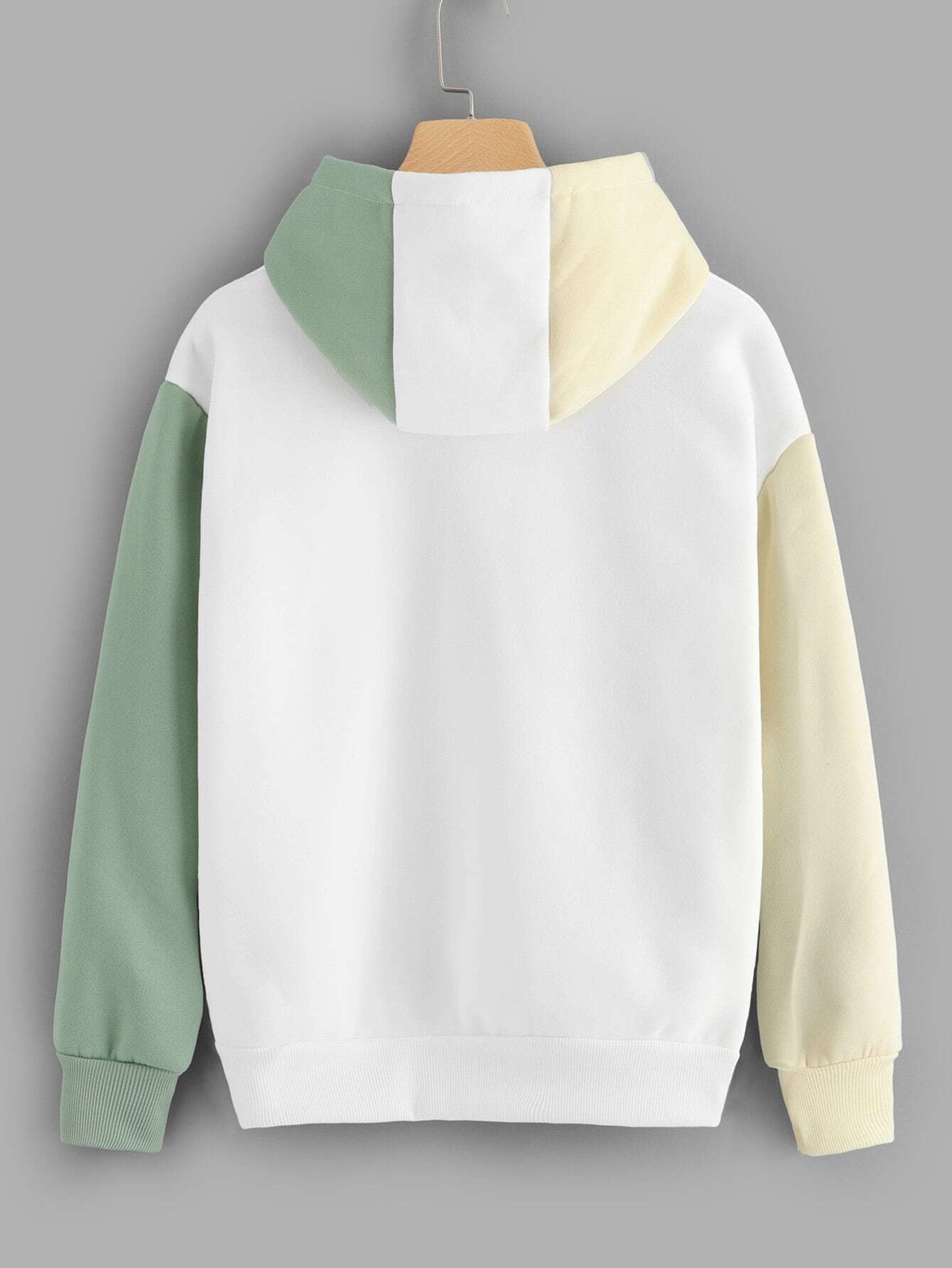 Graphic Embroidered Contrast Sleeve Hoodie
