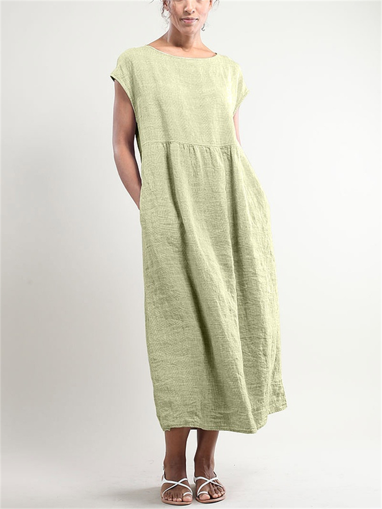 Pleated Wide Skirt Maxi Dress