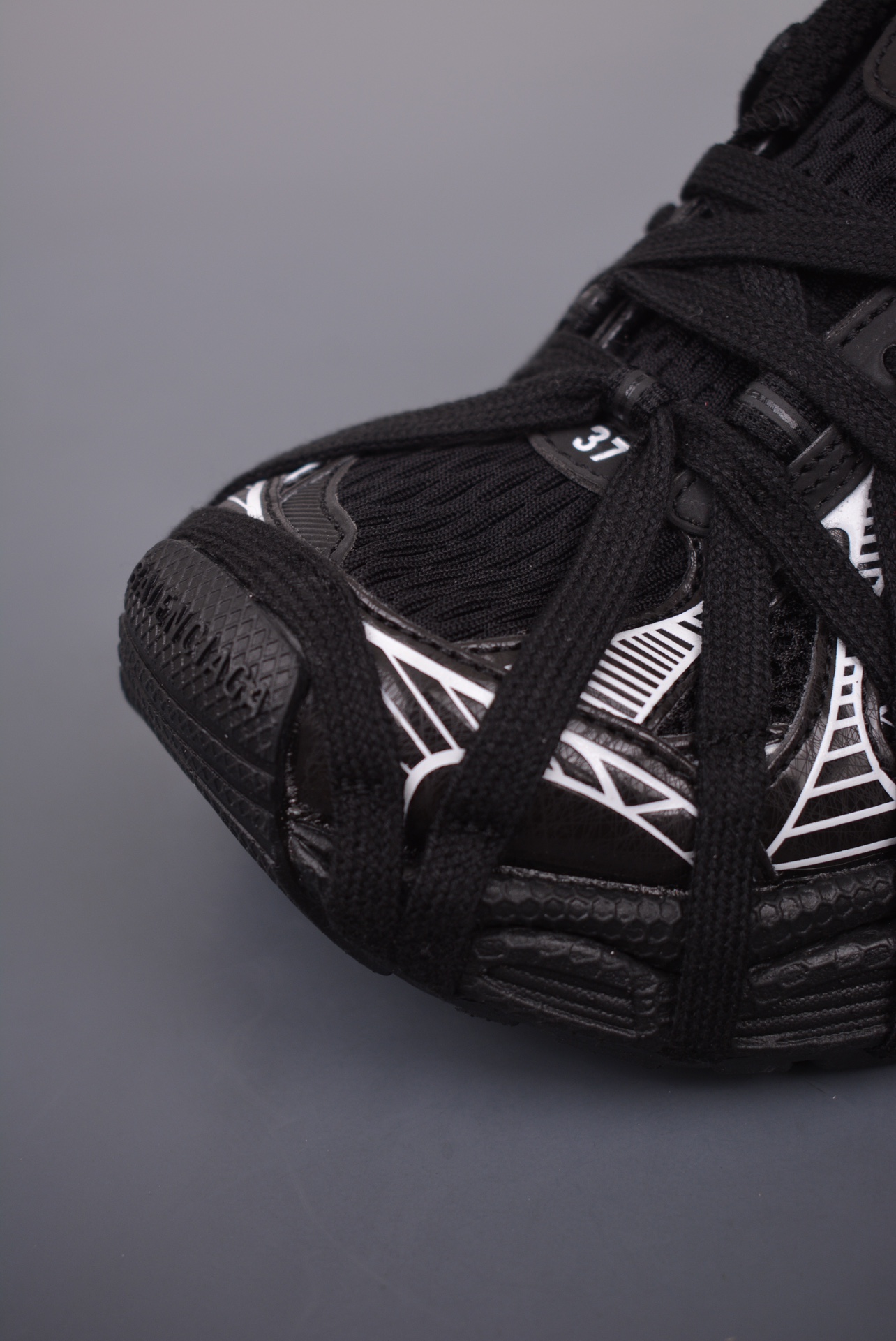 BALENCIAGA 3XL Extreme Lace Sneakers Black and White