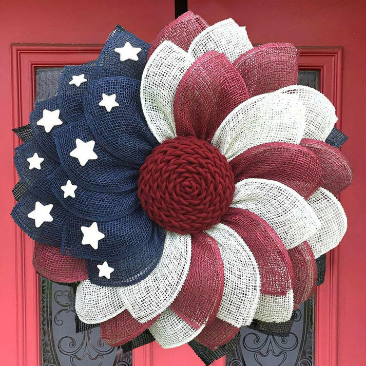 🔥[SAVE 50% OFF]-- 45CM/18 Inch American flag independent sun flower Wreath-BUY 2 FREE SHIPPING