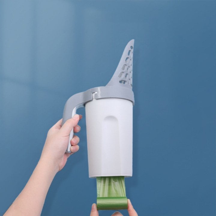 Cat Litter Scoop Integrated Detachable Deep Shovel Holder with Poop Sifting and Litter Bags