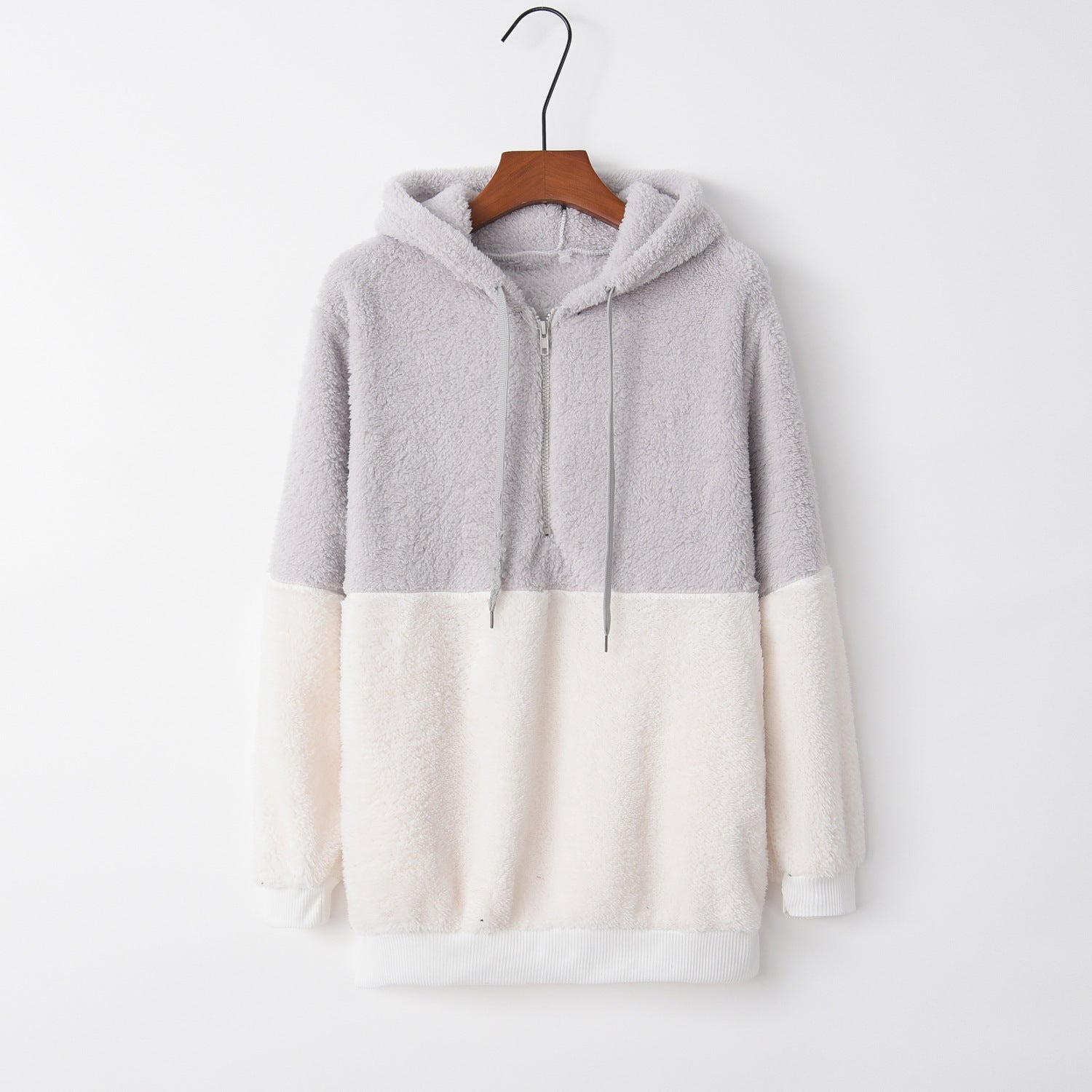 Solid Color Women's Long-Sleeved Hooded Sweater Coat