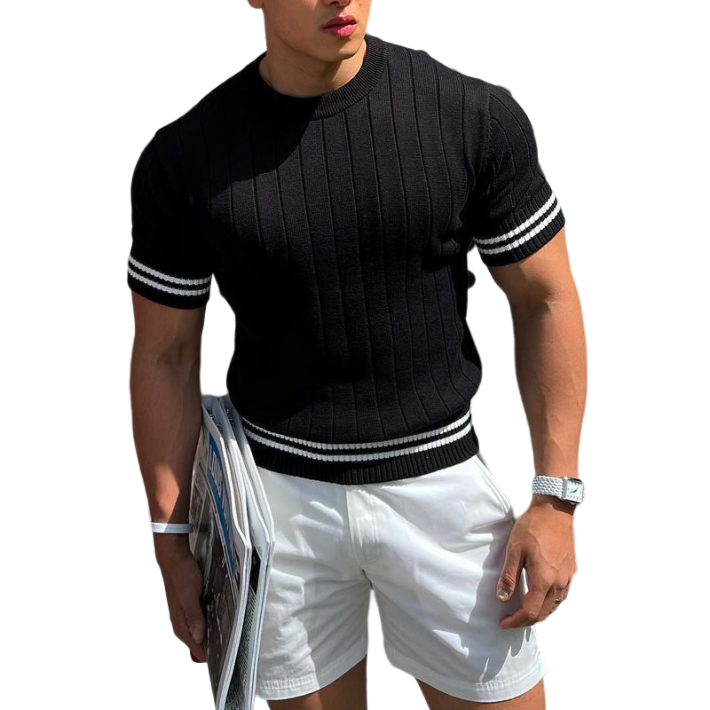 Men's Fashion Business Fitness Sports Knit T-Shirt
