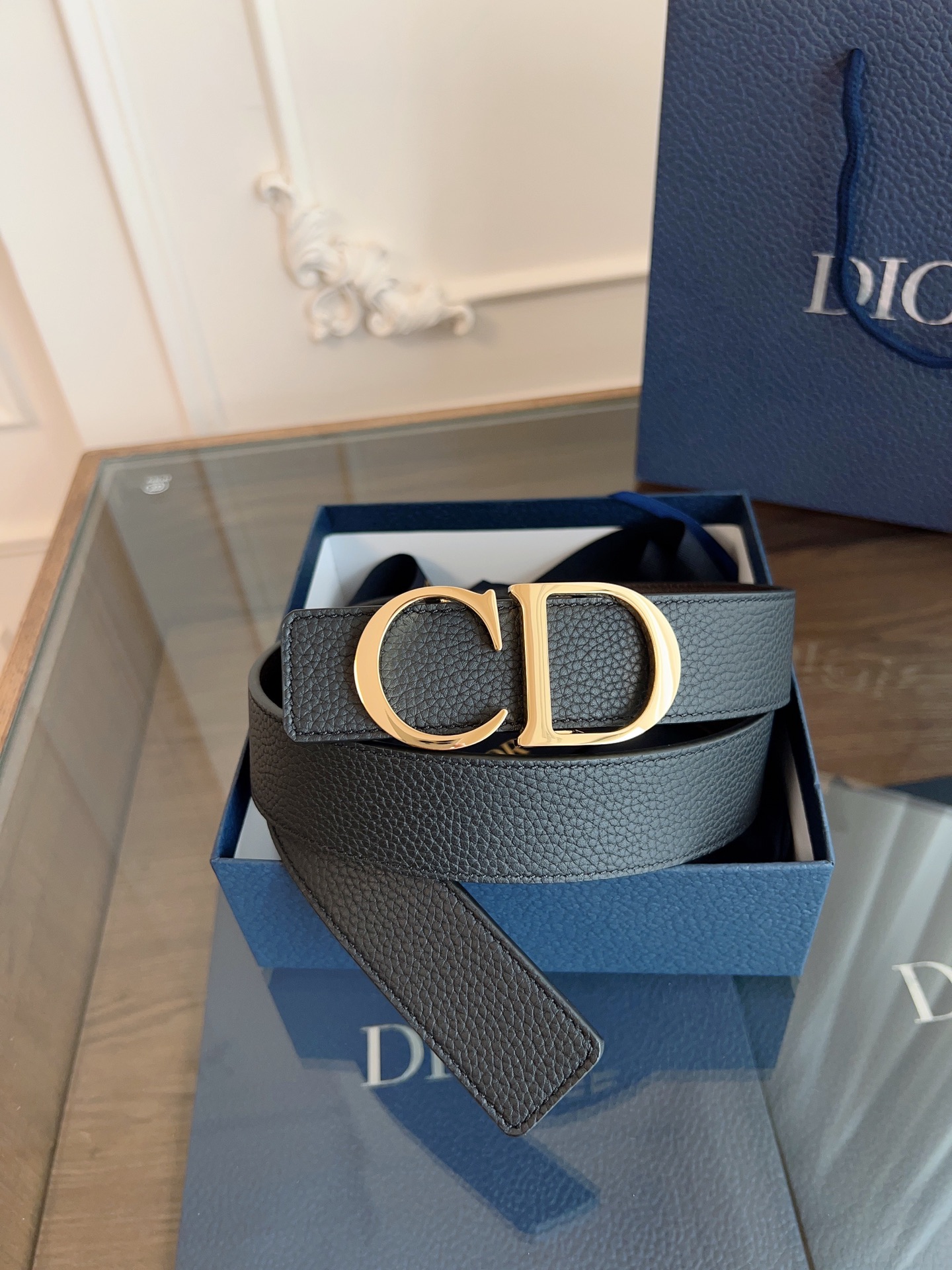 Dior double-sided leather belt 3.5CM wide