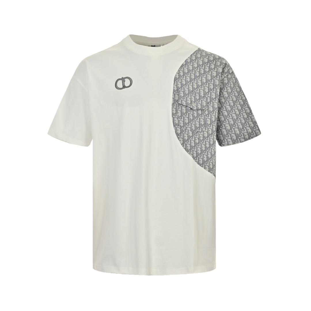 Dior 24ss embroidered patchwork short sleeves