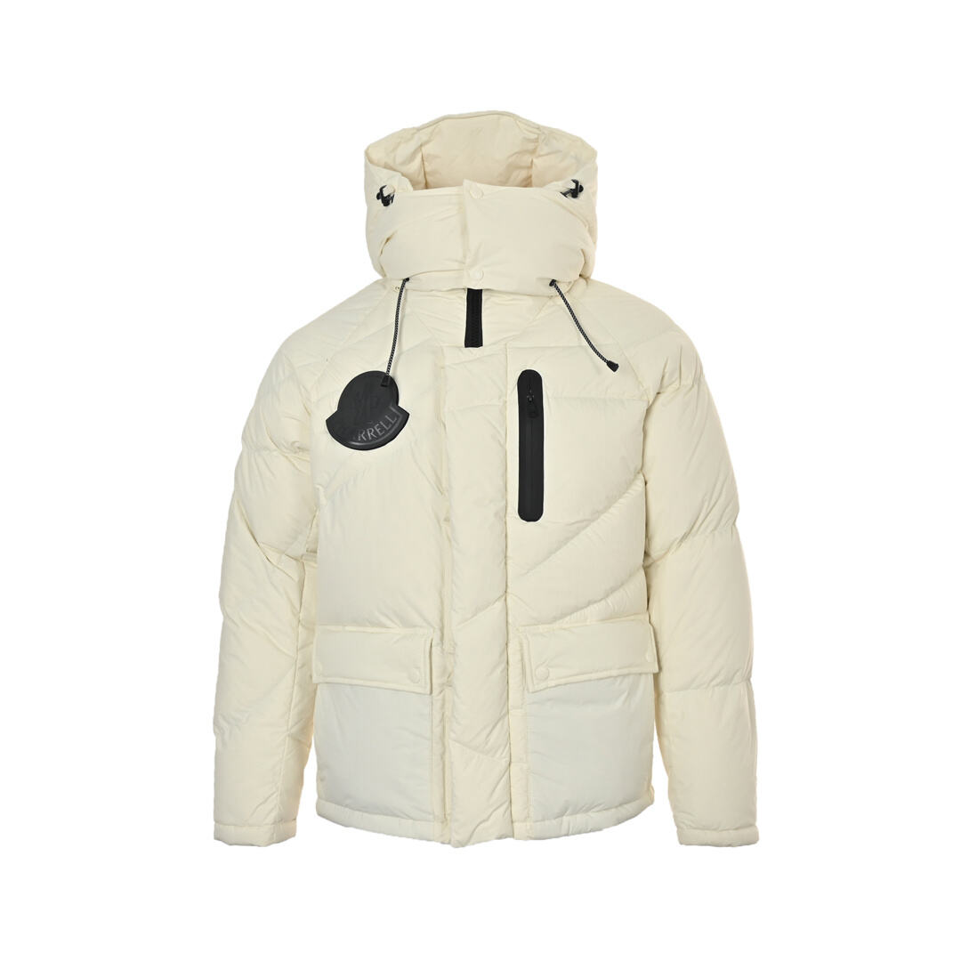 Moncler black label large logo hooded down jacket