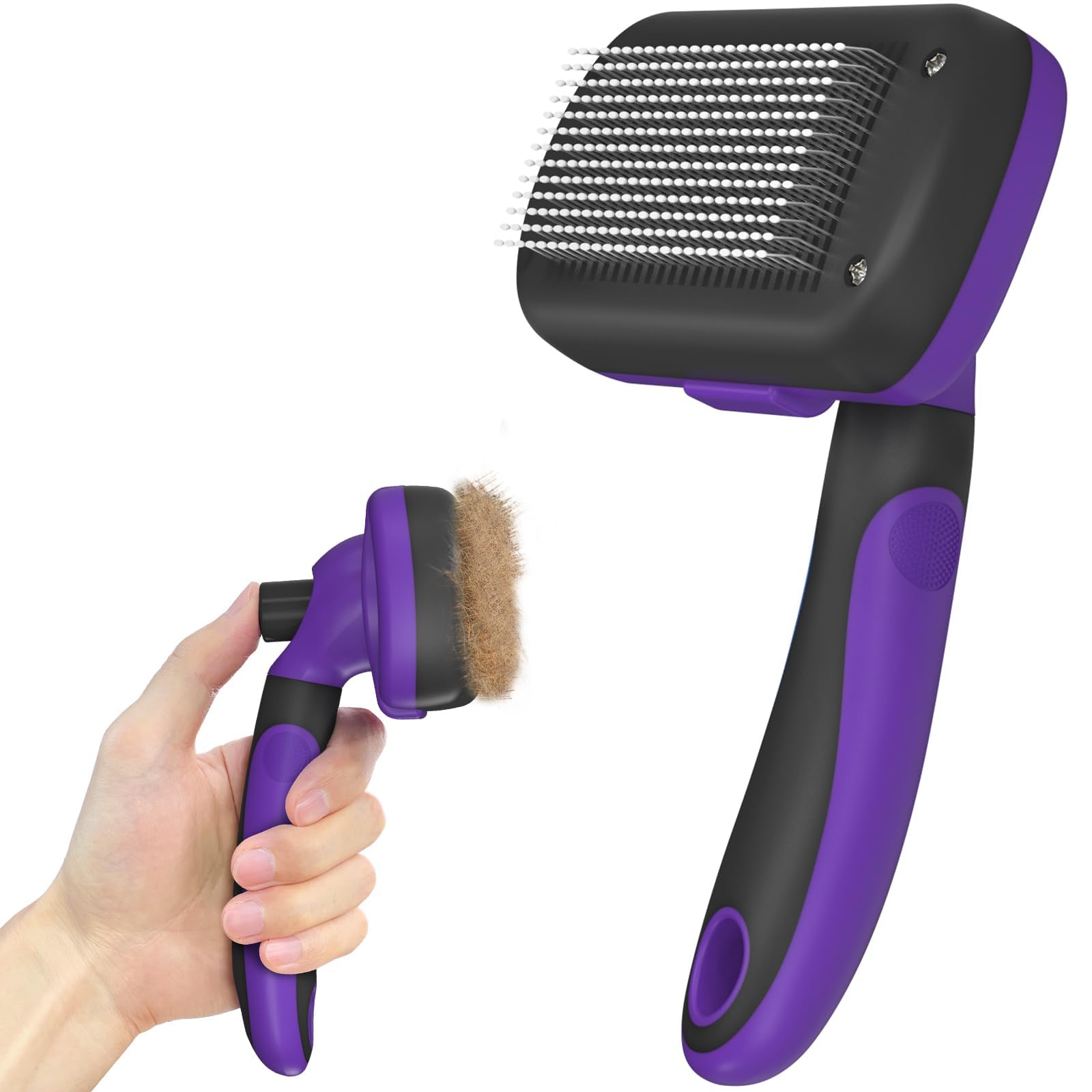 Self Cleaning Shedding Brush - Skin Friendly Grooming Tool for Dogs, Cats, and Puppies