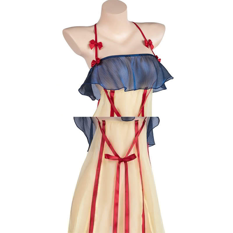 Vintage See-through Backless Split Lingerie Dress