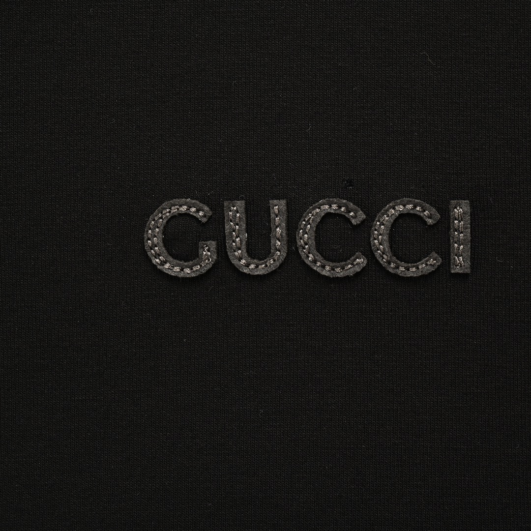Gucci 24Fw small logo embroidered space cotton zip-up hooded sweatshirt