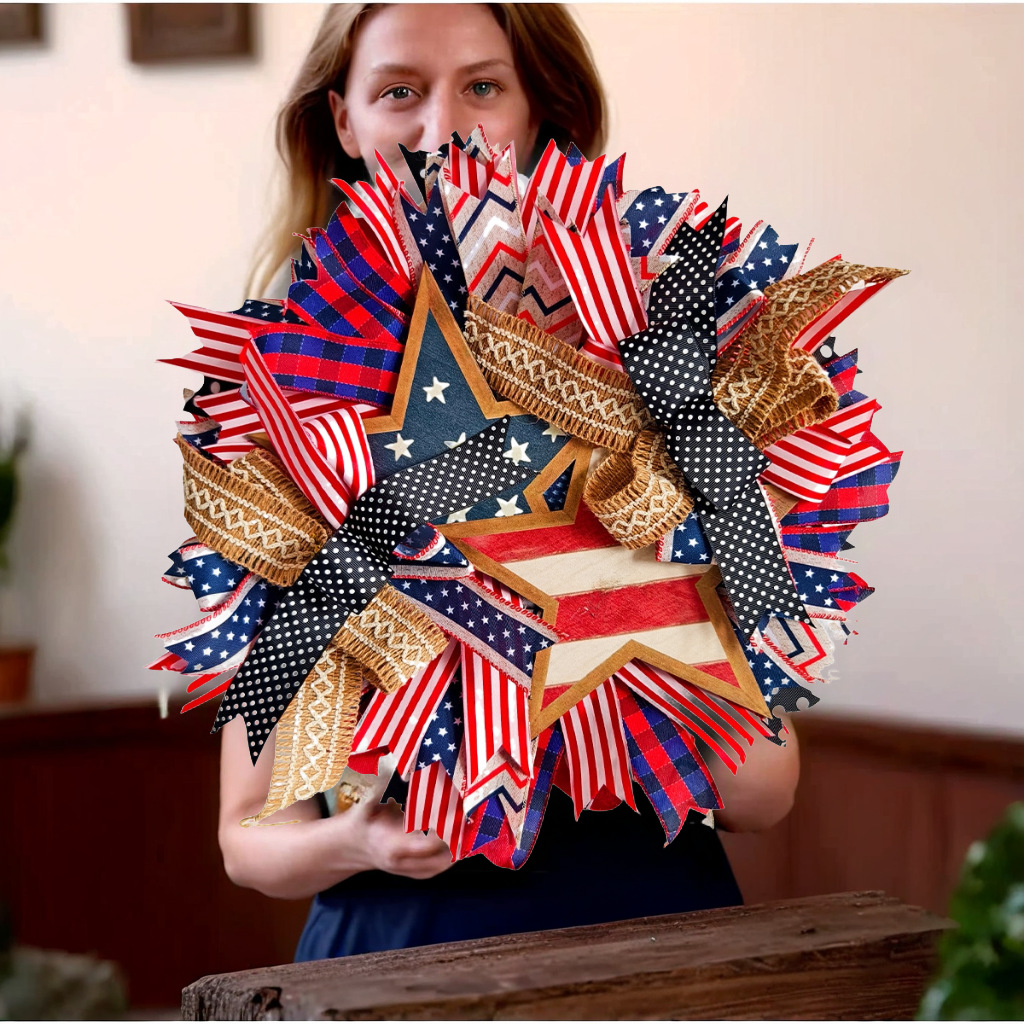 🔥[SAVE 50% OFF]--20 Inch/50cm Handmade American Patriotic Star Wreath -BUY 2 FREE SHIPPING