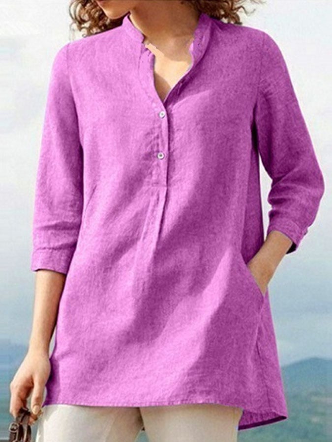 Casual Long-Sleeved Cotton Shirt