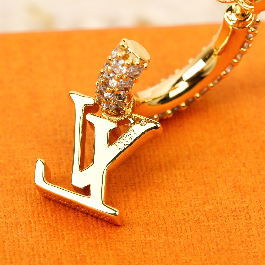 Louis Vuitton Full Diamond Half Circle Earrings