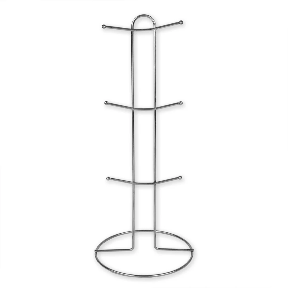 Home Basics 7-Piece Diamond Mug Stand Set 6-Mugs, Navy-Gray-White