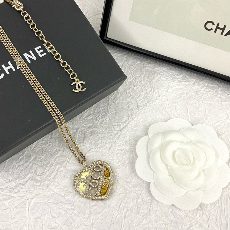 CHAN 23 Colorblock Oil Drop Hollow Heart Necklace