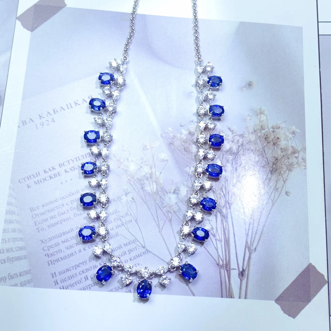 Natural Sapphire Necklace Christmas 925 Sterling Silver Ladies Gemstone 925 Silver Free Shipping Jewelry Certified Boutique