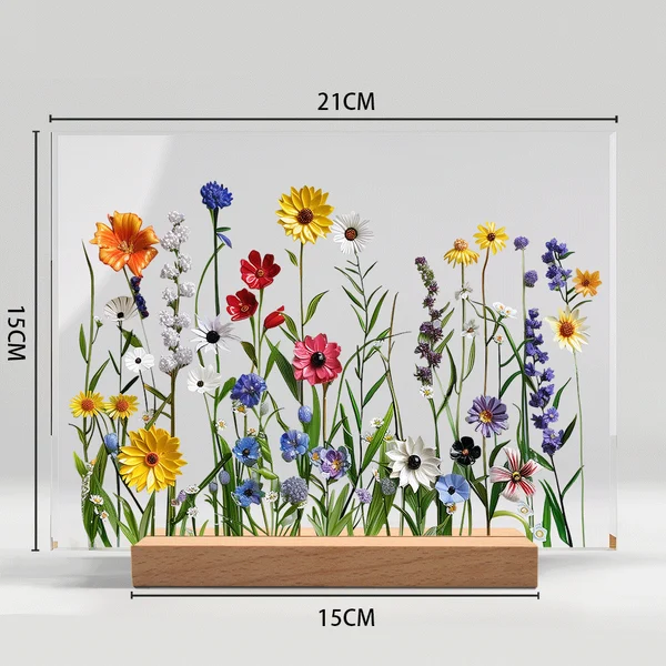 🌷🌼2024 NEW🌻🌺Painted Colorful Flower Pattern Decor With Wooden Base💖