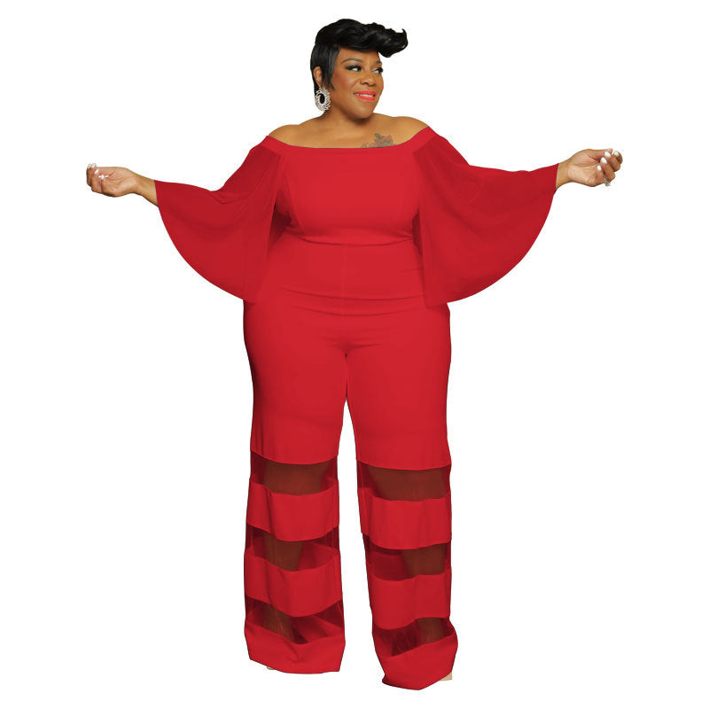 Plus Size Women Clothes Supply Sexy Contrast Color Jumpsuit Source