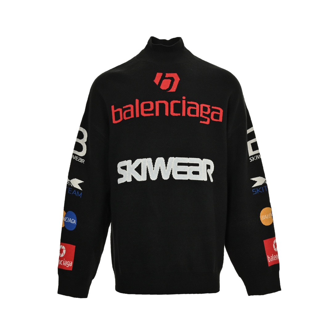 Balenciaga 24Fw Ski Collection Multi-Monograph Turtleneck Sweater