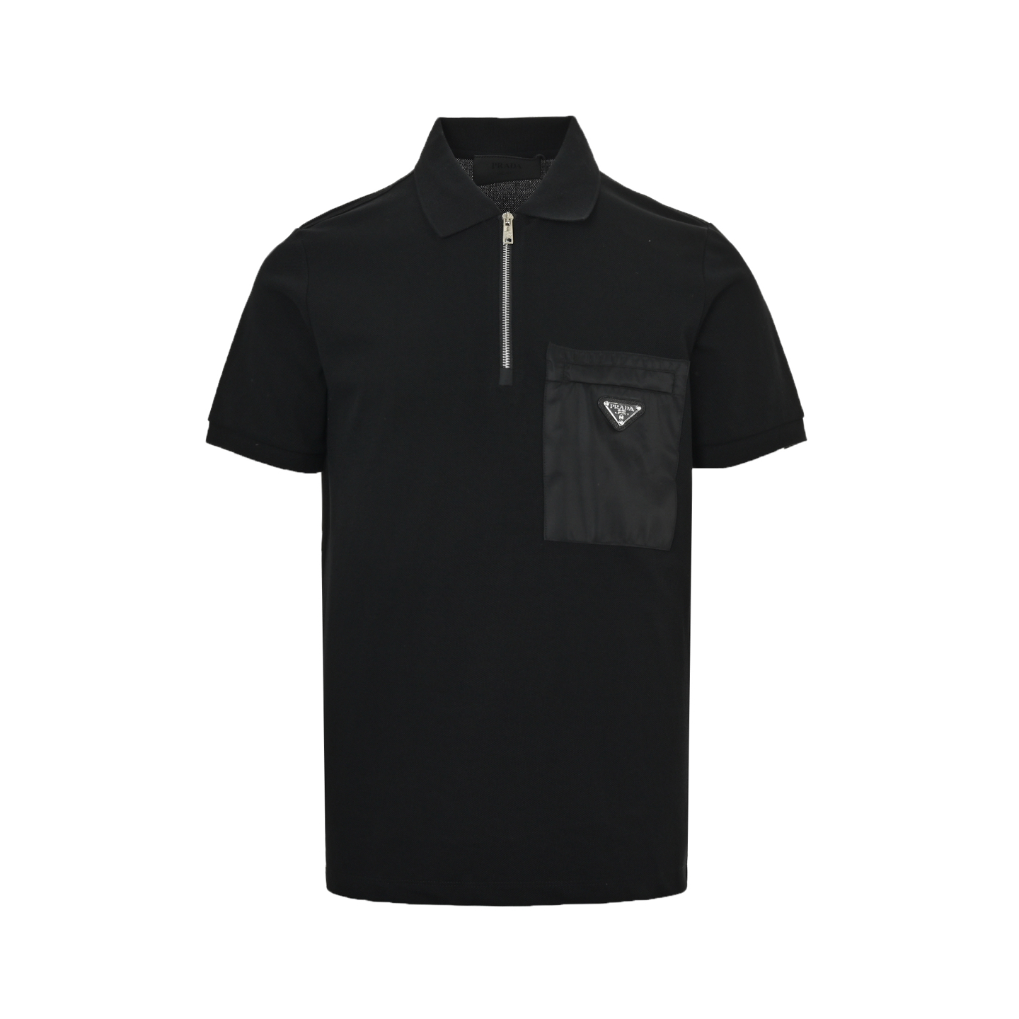 Prada 25ss triangle logo half zip polo short sleeve
