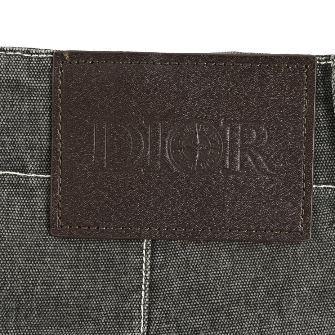 Dior & Stone Island Denim Shorts with Leather Pocket Logo