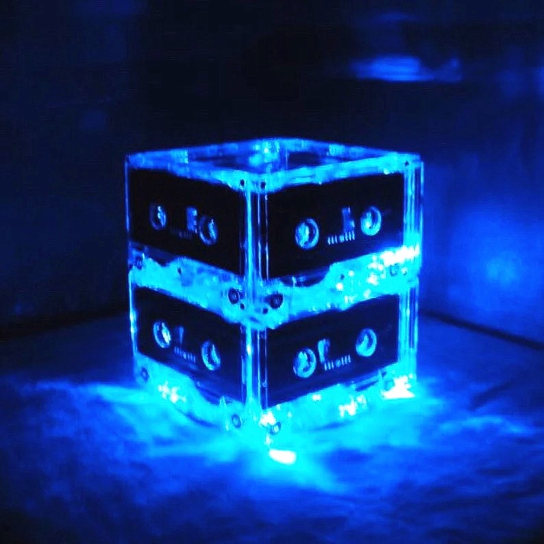 Retro rock cassette night light decor