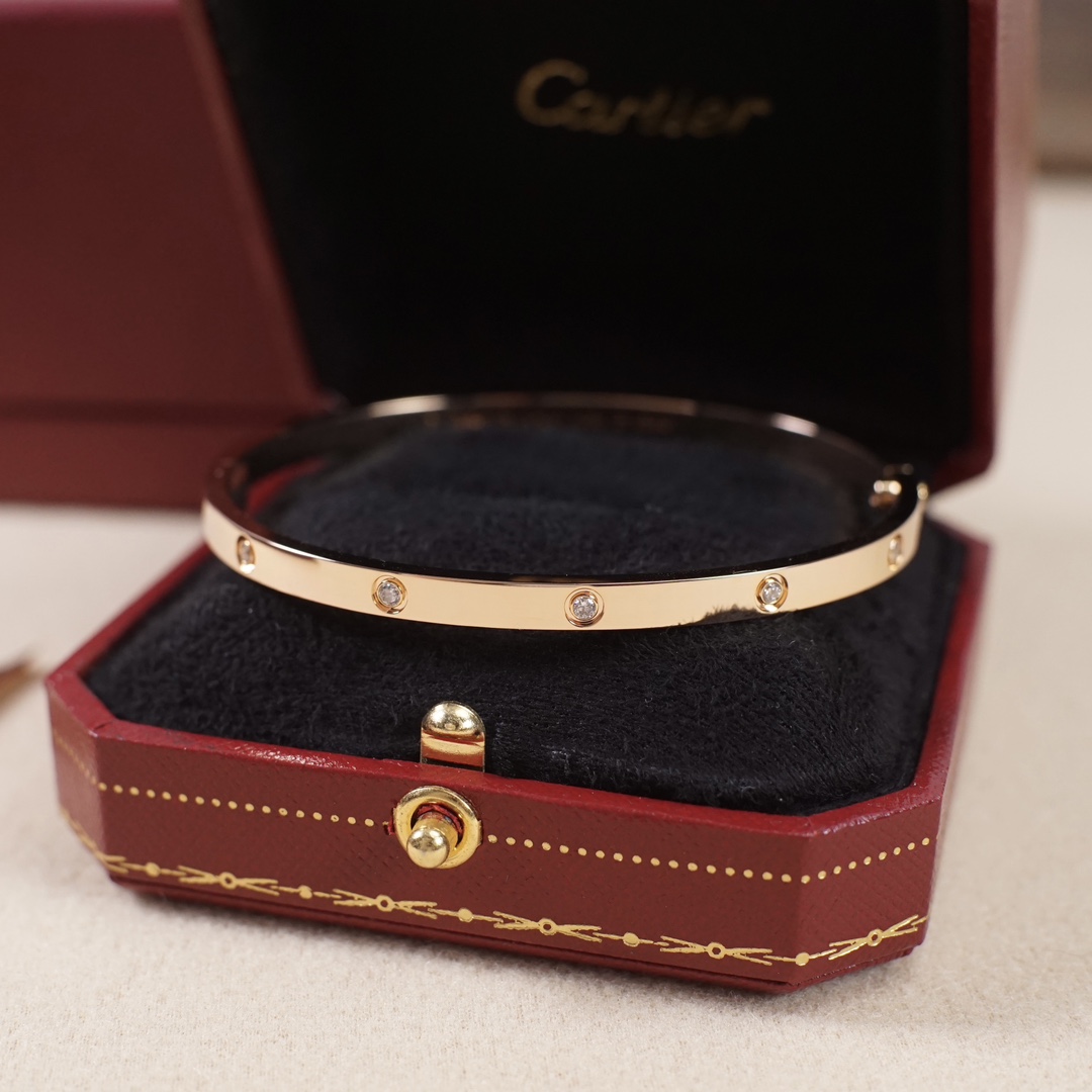 Cartier love narrow version ten diamond bracelet