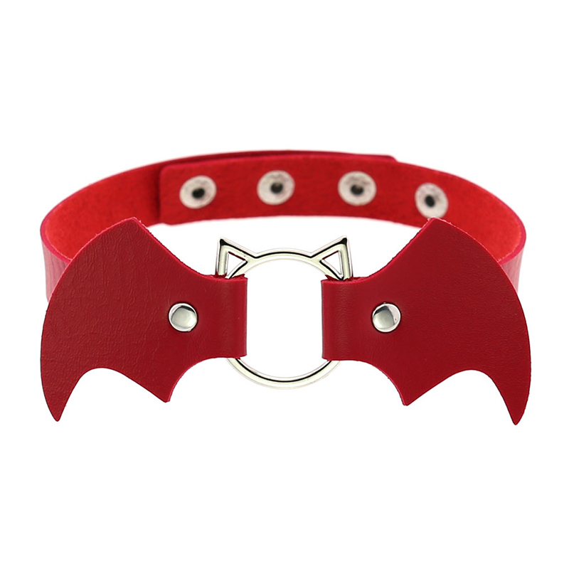Bat Wings Vampire Kitty Leather Collar