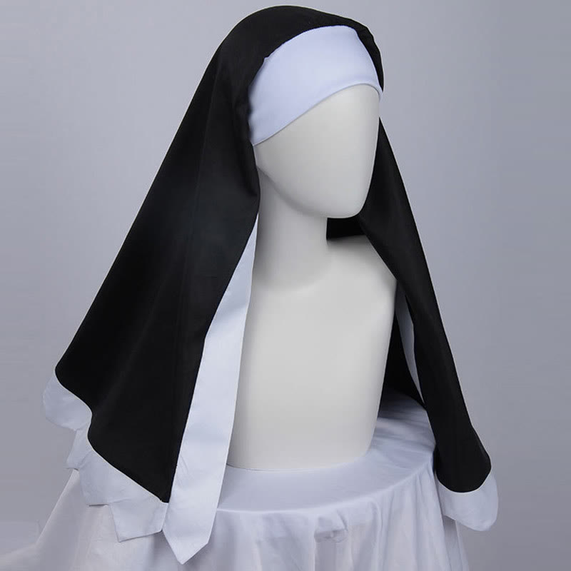 Nun Hollow Out Color Block Lingerie Dress Set