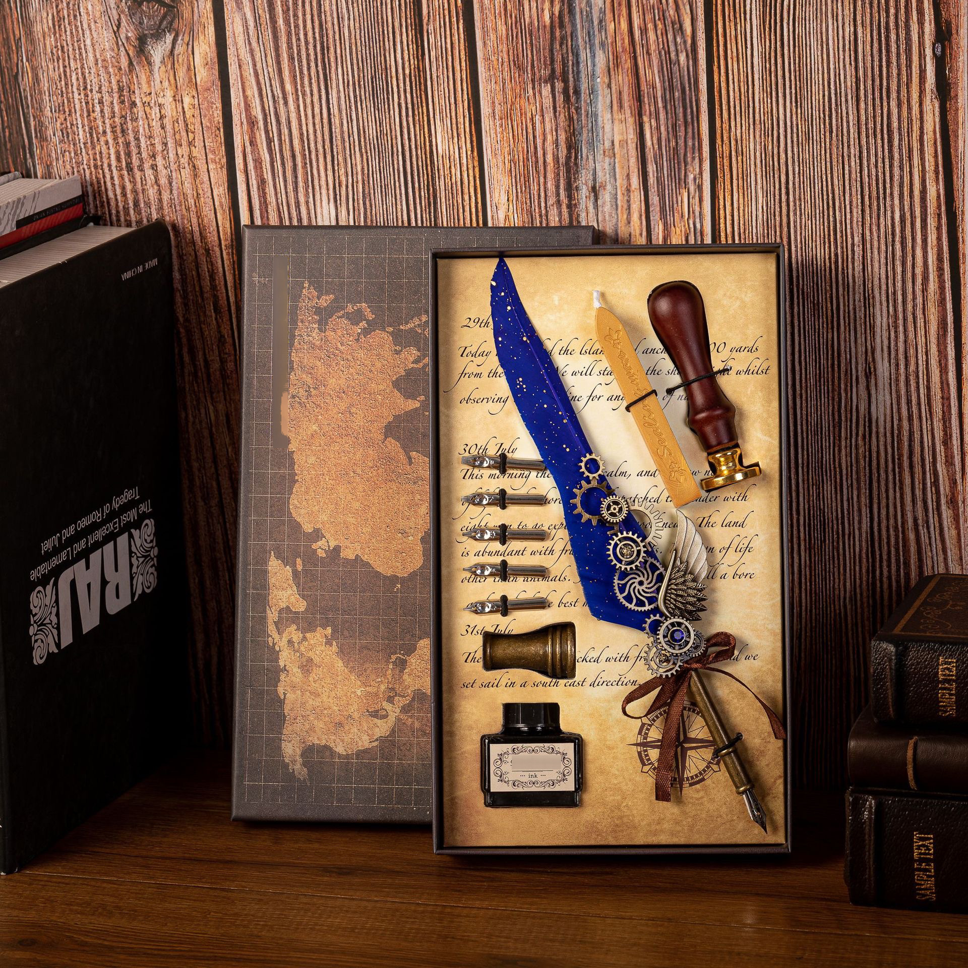🎁Best Gift-Mechanical Gear Feather Fountain Pen Set