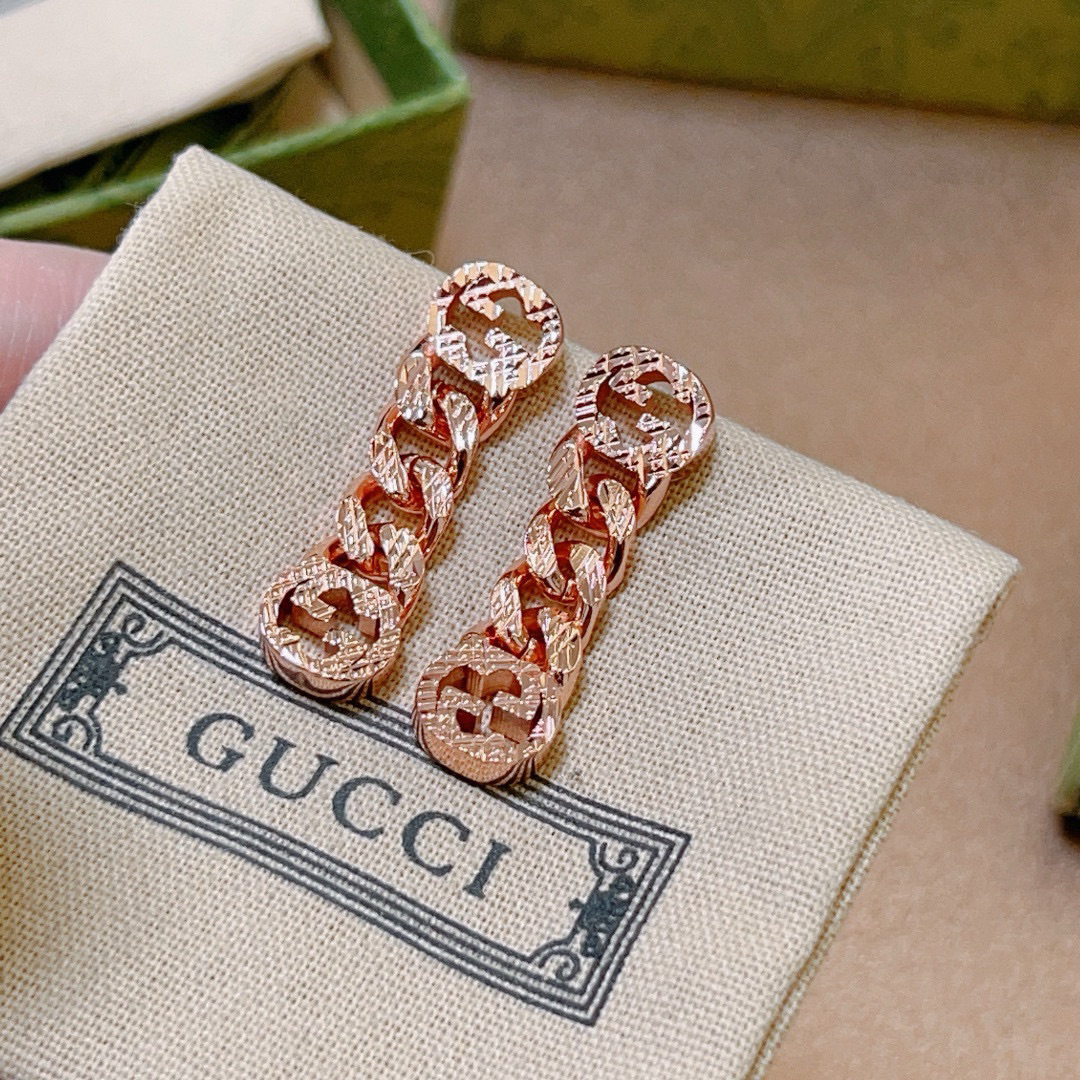 Gucci GG chain rose gold earrings