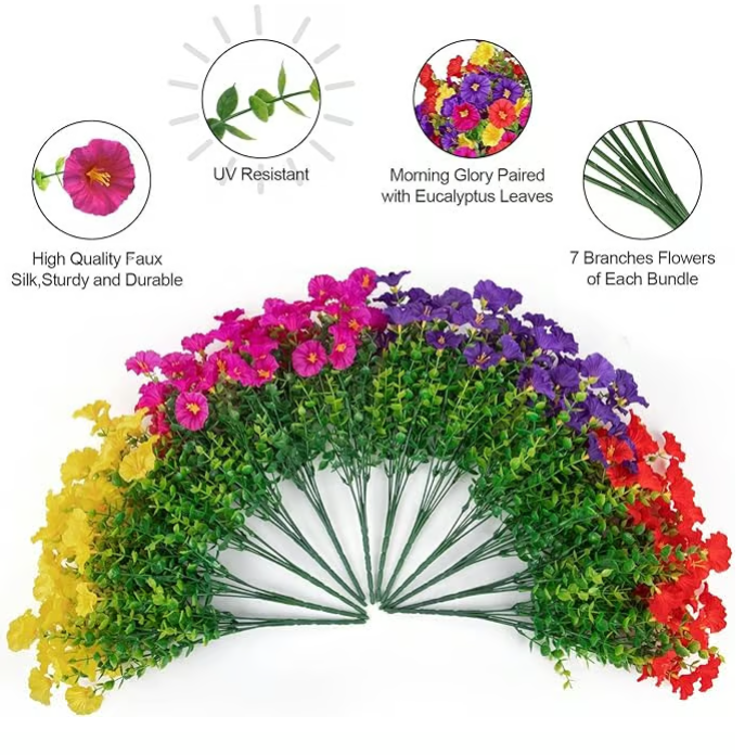 🌸 Hanging Artificial Colourful Morning Glory Basket-💥UV resistant, Waterproof，Windproof