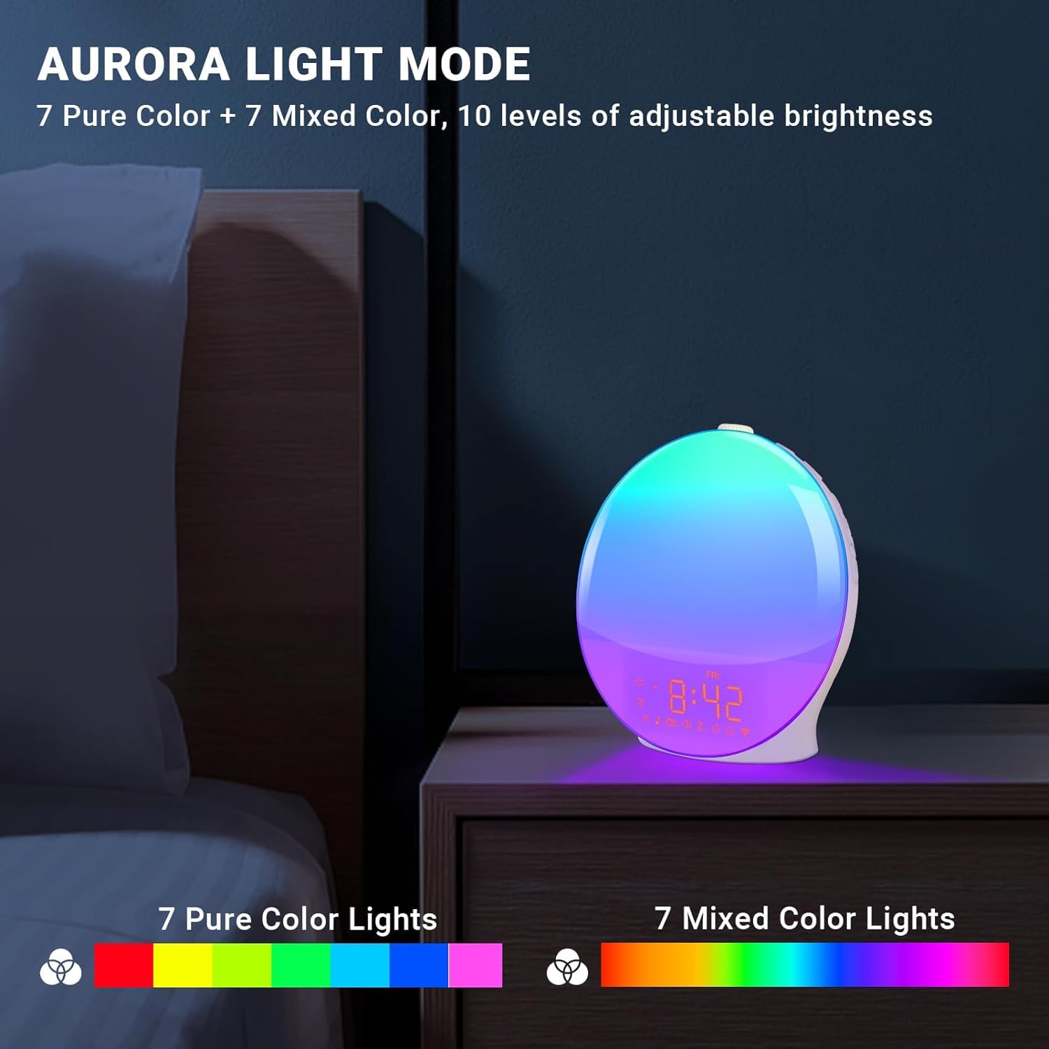 Sunrise Alarm Clock for Heavy Sleepers, Wake Up Light with Sunrise/Sunset Simulation